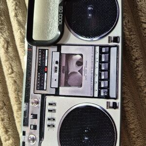 Vintage Boombox Phone Case - Black and Silver